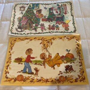 Vintage Double Sided Holiday Placemats